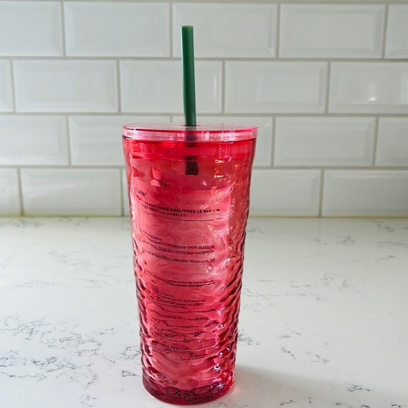 Starbucks Hammered Begonia Pink Rippled Glass - Picture 4 of 9